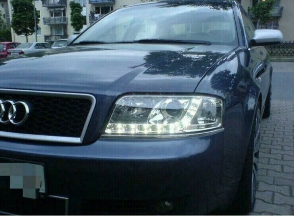 LED Tagfahrlicht Design Scheinwerfer für Audi A6 4B 97-01 chrom